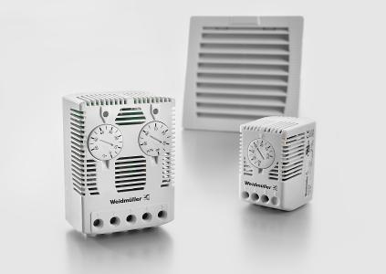 Weidmüller filter fans: A range of matched accessories complements the programme of fans, e.g. thermostats and hygrostats for monitoring and controlling temperature and humidity