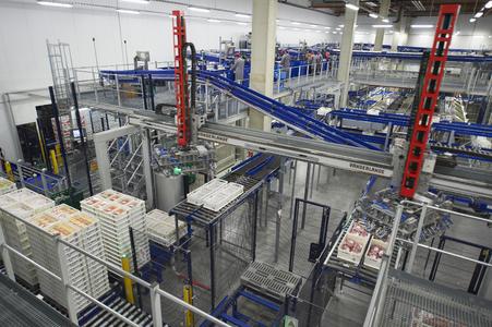 Vollautomatische Depalettierung bei EDEKA Südwest Fleisch