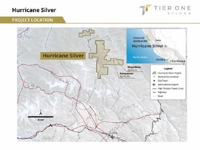 Figure 1: Illustrates the position of the Hurricane project in southeastern Peru, approximately 66 km north of Cusco.