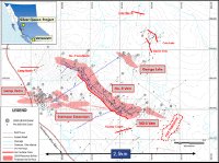 Abbildung 1: Lageplan der Zielgebiete und Lagerstätten im Gangsystem Silver Queen, BC