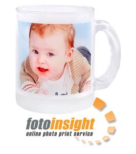 Taza de vidrio con foto