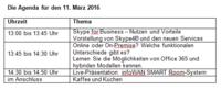Die Agenda für den 11. März 2016