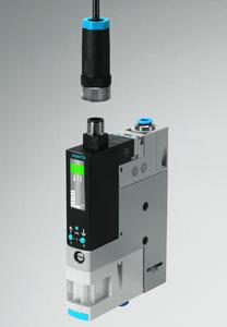 73% energy saving with vacuum handling units: the vacuum generator OVEM with its air-saving circuit is one of Festo’s energy-efficient products. (Photo: Festo)