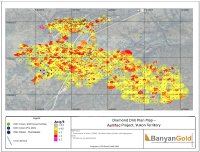 Abbildung1 : Lageplan von AurMac mit der Verteilung der Diamantbohrlöcher. Magenta-farbige Bohrlöcher beziehen sich auf diese Pressemitteilung