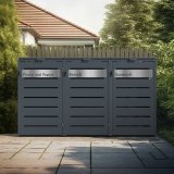 Stilvolle Mülltonnenboxen lassen sich flexibel anreihen und durch individualisierte Beschriftungsblenden vielseitig gestalten Stilvolle Mülltonnenboxen lassen sich flexibel anreihen und durch individualisierte Beschriftungsblenden vielseitig gestalten
