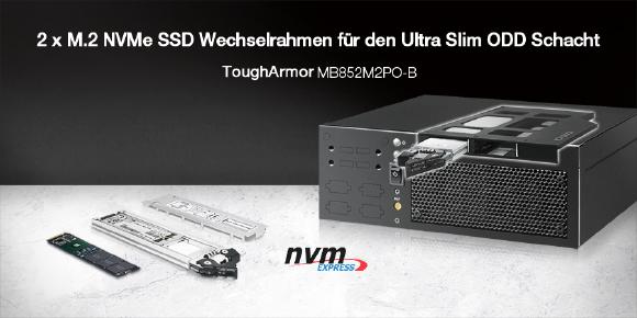 ICY DOCK ToughArmor MB852M2PO-B - 2x M.2 NVMe PCIe 4.0 SSD zu 2x OCuLink Ultra Slim Wechselrahmen