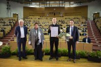 v.l.n.r. Olaf Mollenhauer, Carmen Klotz, Niederlassungsleiterin Arnstadt der IHK Südthüringen, Robert Wegner, Stefan Gross, Heller Maschinen & Technologie AG