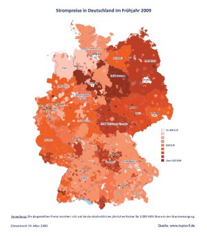 Strompreise in Deutschland im Frühjahr 2009.png