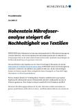 [PDF] Pressemitteilung: Hohenstein Mikrofaseranalyse steigert die Nachhaltigkeit von Textilien