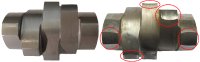 Ein neuwertiges Schneckenelement (links) und ein verschlissenes Schneckenelement (rechts). Ein am SKZ entwickeltes Messsystem erlaubt die Bewertung des Schneckenverschleißes inline im Prozess. Ein Ausbau und visuelle Beurteilung sind nicht mehr notwendig. (Foto: SKZ)