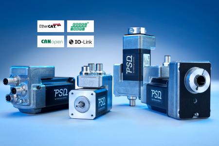 Die Direktantriebe PSD sind mit CANopen, IO-Link, PROFINET und EtherCAT verfügbar