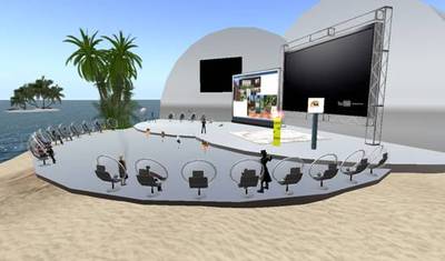 Der Arbeitskreis E-Learning trifft sich im Hörsaal AVAMEO auf der Second Life-Insel Kybernethik 1