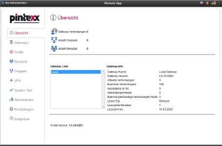 Das Online-Admin-Tool von pinRemote Cloud
