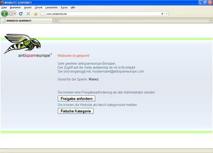 Der antispameurope Webfilter Service sperrt zuverlässig den Zugang zu gefährlichen und unerwünschten Webseiten