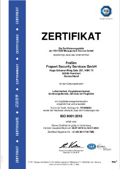 ISO 9001 - FraSec Fraport Security Services GmbH - Frankfurt - de.pdf