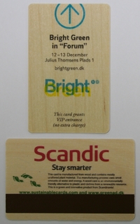 Hotel key cards made of wood