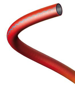 The AQUAPAL® DB is hygienic, clean, highly flexible, sturdy and specially developed for the needs of railway systems. Thanks to its red jacket with the blue wavy line, the drinking water hose is unmistakable / Photo: ContiTech