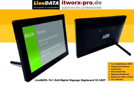 LionDATA 10.1 Zoll Digital Signage Signboard 10.1 AST