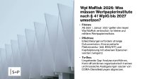 Die WpI MaRisk gelten ab 1. Januar 2027. Die Grafik zeigt zentrale Pflichten und To-dos für kleine und mittlere Wertpapierinstitute – von Risikoinventur und Kapitalplanung bis Gap-Analyse, Kontrollfunktionen und DORA.