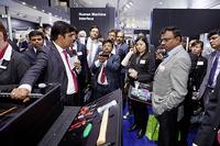 Führungen für Besuchergruppen aus der ganzen Welt – wie 2015 aus Indien – zählen zu den besonderen Highlights auf dem Rittal Messestand in Hannover (Quelle: Rittal GmbH & Co. KG)