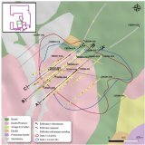 Abbildung 1: Lageplan der Bohrlochansatzpunkte und Profilschnitte in Ceibal