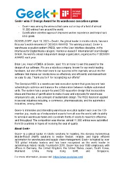 Geek+ wins iF Design Award for its warehouse execution system.pdf