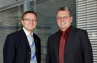 Michael Uhl und Franz Schwarz von der Geschäftsleitung von DigitalDruck Deutschland laden vierteljährlich zu einem kostenlosen Businessfrühstück ein
