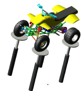 Simulation eines Fahrzeuges in Adams (Quelle MSC Software Corporation)