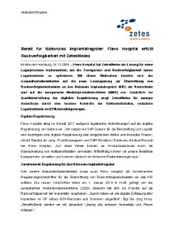 2018-12-04 PM Flevo Hospital erfüllt Rückverfolgbarkeit mit ZetesMedea.pdf