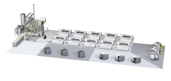 Anlagenkonzept des Produktionssystems zur additiven Fertigung von SMS group und Additive Industries