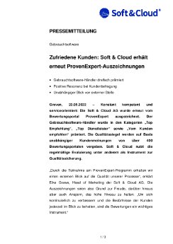 22-05-23 PM Zufriedene Kunden - Soft & Cloud erhält erneut ProvenExpert-Auszeichnungen.pdf