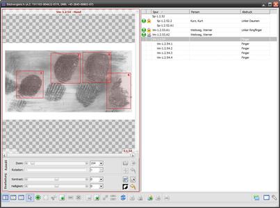 Screenshot - Daktyloskopischer Spurenvergleich