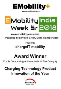 Der Award für chargeIT mobility für herausragende Leistungen in der Kategorie Ladetechnologie Produktinnovation des Jahres