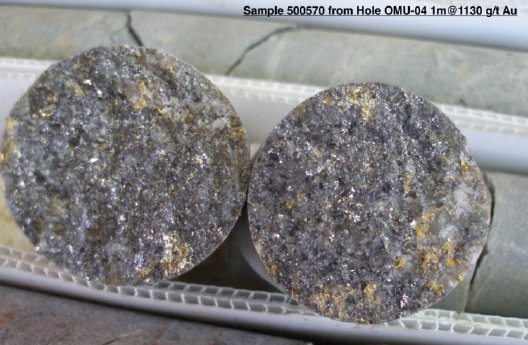 Omai Gold Mines - Bohrkerne mit 1130 g Gold pro Tonne über 1m_750.jpg