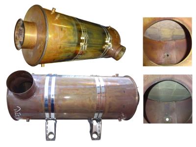 Diesel particulate filter of a locomotive before and after cleaning