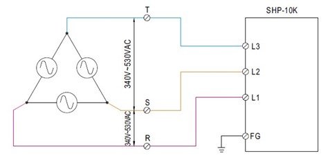 Abb. 1 Beispiel SHP-10K für den Dreiphasen Dreileiteranschluss (Dreieck).jpg