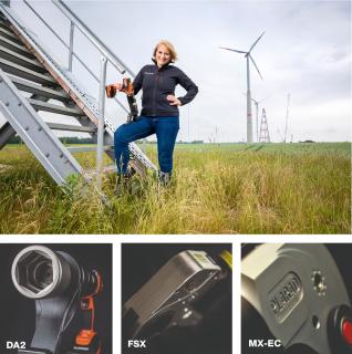 Mit unseren hydraulischen und Akku-betriebenen Drehschraubern stehen Sie allzeit fest im Wind: Unsere Managerin Market Communication Petra Hemming leiht dem Umweltwirtschaftspreis.NRW Ihr Gesicht
