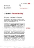 [PDF] Pressemitteilung: CC Science – der Name ist Programm 