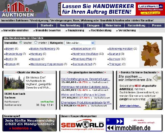 Screenshot der Auktionsplattform für Immobilien www.ImmoAuktionen.de.JPG
