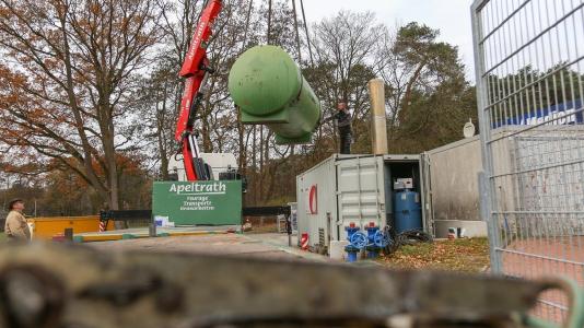 Die mobile Heizzentrale ist in einem Container untergebracht.