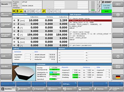 The new user interface for set-up of the WENDT grinding machines with MTX control, Photo: WENDT