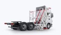 Steigtechnik für sichere Wartung am Nutzfahrzeug: HYMER präsentiert seine neue Multi-Arbeitsbühne. Sie eignet sich für alle Arbeiten in der Höhe, bei denen ein strebenfreier Unterbau und gleichzeitig eine flexible Höhenverstellung erforderlich sind.