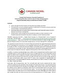 [PDF] Press Release: Canada Nickel Announces Successful Completion of Carbon Storage Pilot Plant, Confirms Value of Carbon Storage Capacity; Integrated Feasibility Study to be Released on October 12, 2023