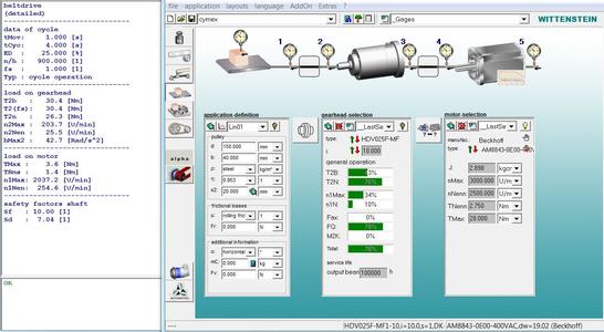 An HDV+ Hygienic Design gearhead is optimized using WITTENSTEIN alpha's cymex®3 sizing software