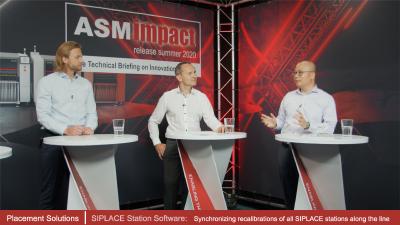 ASM Assembly Systems präsentierte im Livestream ein umfangreiches Spektrum an Neuerungen: v. l. n. r.: Alexander Hagenfeldt, Head of Product Marketing, Thomas Bliem, Director R&D Placement Hardware Engineering & Project Management und Fuyan Yang, Senior Manager Product Management Placement Systems / Bildquelle: ASM