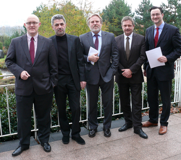 Dr. Andreas Siefke (Vorstandsmitglied FCP), Wilfried Lülsdorf (Stellvertretender Vorsitzender FCP), Manfred Hasenbeck (Vorsitzender FCP), Jürgen Wagishauser (Vorsitzender f:mp.), Dr. Nikolai A. Behr (Vorsitzender CTVA)