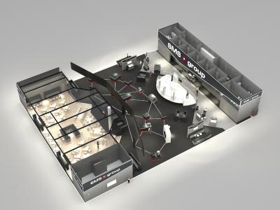 Modell des Messestands der SMS group auf der METEC Halle 5 Stand E22