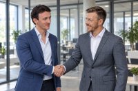 Helmut Käser (links), Shiftmove Director Revenue Dach, und Rene Dietzel, Innovation Group Head of Sales & Account Management Fleet.