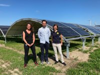 Hellen Elissen from Wageningen University & Research, Marcel Stöber from GOLDBECK SOLAR and Patricia Gese, responsible for Agri-PV business development at GOLDBECK SOLAR