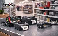 Moderne POS Hardware im Non-Food-Retail mit MDE, Handscanner und Etikettendrucker im täglichen Filialbetrieb.